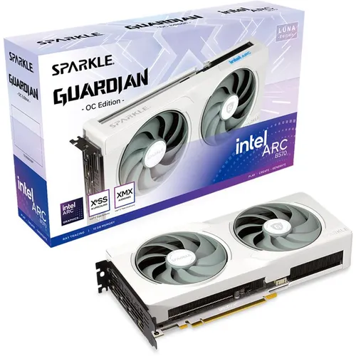 SPARKLE Intel Arc B570 Guardian Luna OC 10GB GDDR6 Grafikkarte - Grafikkarten mit 10 GB GDDR6-Speicher, ideal für Gaming und kreative Anwendungen, unterstützt DirectX 12 für beeindruckende Grafiken.