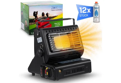 ZMC Heizstrahler 2-in-1 Tragbare Gasheizung und Gaskocher - Heizstrahler für Camping und Outdoor, 1,3 KW Leistung, umfunktionierbar zum Gaskocher, mit automatischer Piezo-Zündung für schnelles und sicheres Zünden.