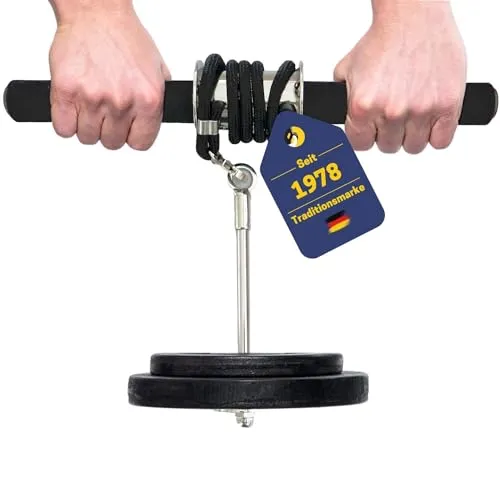 BEST SPORTING Unterarmtrainer für Hantelscheiben ohne Gewicht I Inklusive Übungsanleitung | Wrist Roller als Handgelenk Trainer und für individuelles Unterarmtraining mit flexiblen Gewichten