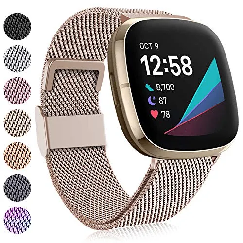 Faliogo Edelstahl Armband für Fitbit Versa 3, Versa 4 & Sense