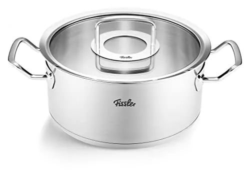 Fissler Original-Profi Collection Braten-Topf 20 cm - Edelstahl-Kochtopf mit Glas-Deckel, induktionsgeeignet und mit integrierter Mess-Skala für präzises Dosieren – ideal für professionelle Kochresultate.