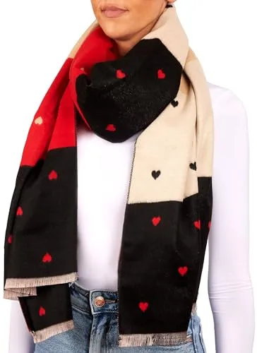 BRUBAKER Cashmirillo Damen Schal mit Herz Muster von BRUBAKER