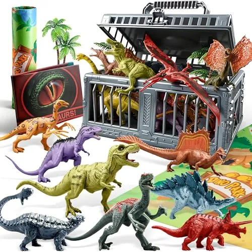 JOYIN Dinosaurier Spielzeug ab 3-6 Jahre, Kinder Spielzeug Spielmatte Set, 19 PCS Realistische Dinosaurier Figuren für 3 4 5 6 Jahre, Dinosaurier Spielzeug für Kindergeburtstag