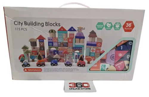 Green series Set 115 Bildungsblöcke - Bauklötze aus Holz - Konstruktionsspielzeug für kreative Architekten ab 3 Jahren, 115 robuste Holzbausteine fördern die Fantasie und Motorik.