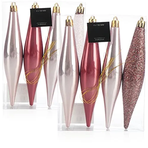 com-four® 8X Christbaumanhänger in Zapfen-Form, bruchfester Christbaumschmuck, Zapfenanhänger als Weihnachtsbaum-Dekoration, tolle Hängedeko