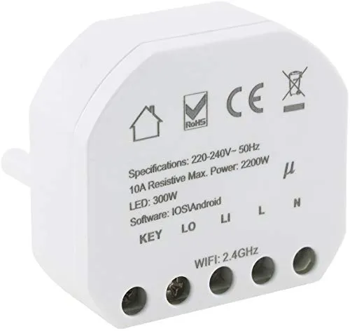 Unterputz Schalter Wifi Einbau Modul 230V 10A Einbauschalter App Steuerung Android/iOS/Alexa/Google kompatibel