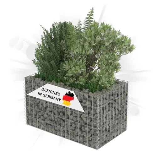 DELUKE Gabionen Hochbeet ROON aus Stahl | 90×50×50cm | Steinkorb Gabionengitter Ziergabione Steingabione Drahtkorb befüllbar