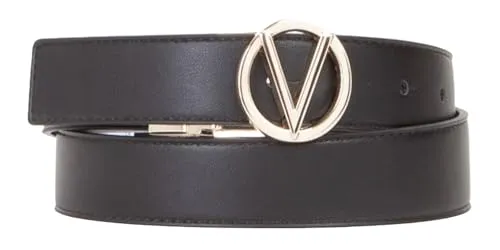 VALENTINO Roof Pin Buckle Belt W95 Nero/Oro - stilvoll und kürzbar - Damen-Gürtel mit eleganter Logo-Schnalle, die nicht nur Ihr Outfit aufwertet, sondern auch individuell anpassbar ist. Halten Sie Ihre Hosen stilvoll an Ort und Stelle!