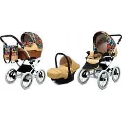 Babylux® Classic White | 3in1 Kinderwagen Set | Jungle Flowers | Kombikinderwagen | Kinderwagens