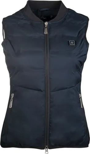 HKM Damen Comfort Temperature Style Heizweste - Schwarz, XXS - Damen-Westen mit integrierter Heizfunktion und leichtem Polster für optimalen Komfort an kalten Tagen.