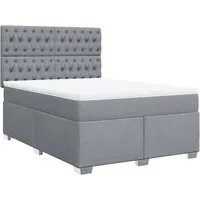 vidaXL Boxspringbett mit Matratze 160x200 cm – Hellgrau - Hochwertiges Boxspringbett für erholsamen Schlaf, mit atmungsaktiver Taschenfederkernmatratze und höhenverstellbarem Kopfteil. Ideal für eine gemütliche Nachtruhe!