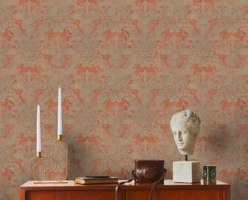Livingwalls Travel Styles Vliestapete - Orientalische Vintage-Wandtapete in Orange und Türkis - Tapeten: Hochwertige Vliestapete mit orientalischem Design für ein belebendes Raumklima. Ideal für Schlafzimmer, Wohnzimmer und mehr, einfach zu verarbeiten und reißfest.