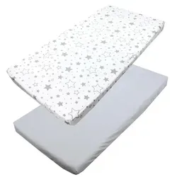 TupTam Spannbettlaken Baby 2er Pack grau - Hochwertige Spannbettlaken aus 100% Baumwolle für Baby- und Kinderbetten, idealer Komfort und optimale Passform in der Größe 90 cm x 200 cm.
