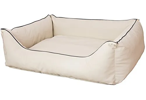 CopcoPet Orthopädisches Hundebett mittelgroße Hunde – Waschbares Hundekissen 【Wendebett】 Hundekorb aus Kunstleder - Formstabiles Hundesofa - Hundekörbchen mit erhöhten Rand, Dog Bed Beige 90 x 70 cm