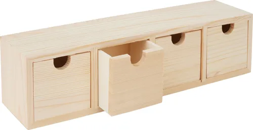 VBS Schubladenbox mit 4 Schüben, Kiefernholz, ca. 31x8x8cm