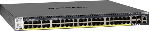 NETGEAR M4300-52G-PoE+ - Switch - L3 - managed - 2 x 10/100/1000/10000 + 2 x 10 Gigabit SFP+ + 48 x 10/100/1000 (PoE+) - Luftstrom von vorne nach hinten - an Rack montierbar - PoE+ (860 W) (GSM4352PB-100NES)