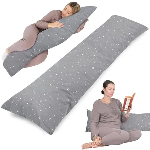 Ergonomisches Seitenschläferkissen 40 x 145 cm - Kissen für Seitenschläfer und Schwangere, bietet optimale Unterstützung beim Schlafen und Entspannen mit abnehmbarem, waschbarem Bezug für Hygiene und Pflegeleichtigkeit.