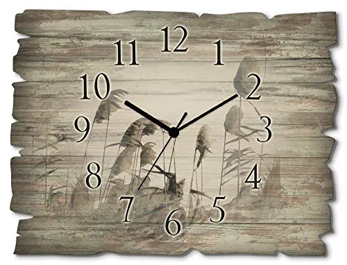 ARTLAND Wanddeko Wanduhr aus Holz – Lautlos und Originell - Wohnaccessoires: Diese geräuschlose Funkuhr aus 6mm Naturholz bringt mit ihrem Shabby Chic Look und der freischwebenden Optik einen ländlichen Charme in Ihr Zuhause.