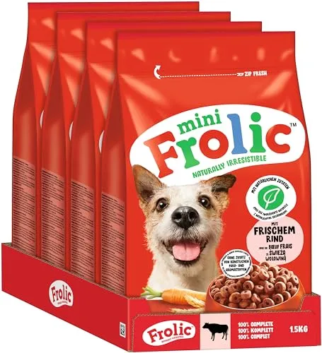 Frolic Mini Hunde Trockenfutter für kleine Hunde mit frischem Rind 4x1,5kg