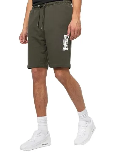 Lonsdale Herren Sweatshorts Fringford in Olive/White, Größe M - Sportliche Shorts aus hochwertigem Baumwoll-Polyester-Mischgewebe mit tollem Druck, ideal für Freizeit und Sport.
