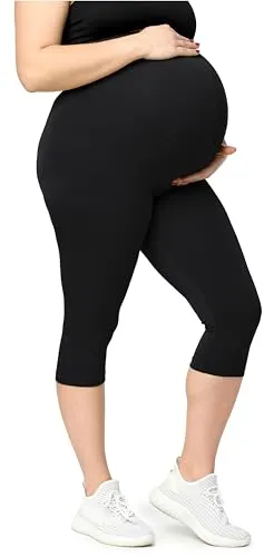 Merry Style Große Größen Damen 3/4 Umstandsleggings aus Baumwolle MS10-464 (Schwarz, 3XL)