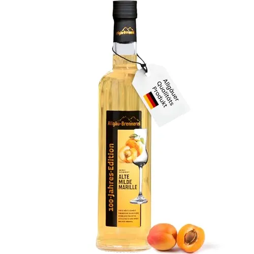 Allgäu-Brennerei Alte Milde Marille Schnaps im Fass gereift 1x0,5L - Handgemacht & Regional, Milder und Fruchtiger Marillenschnaps, Alte milde Marille, Allgäu-Brennerei Spezialität