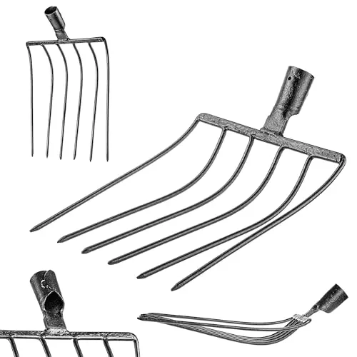 KADAX Steingabel ohne Stiel – Langlebige Kartoffelgabel aus gehärtetem Stahl - Gartengabeln aus robustem, gehärtetem Stahl für effizientes Arbeiten. Mit 6 Zinken und leichtem Design für hohen Komfort und einfache Handhabung.