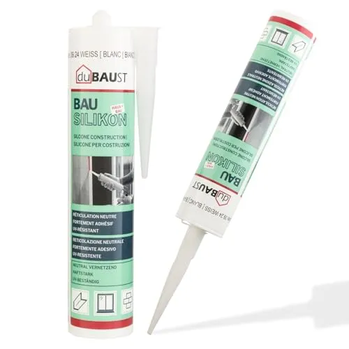 dubaust BAS24 Bausilikon Fenstersilikon Neutralsilikon Innen/Aussenbereich witterungsbeständig hochelastisch 310ml Kartusche (weiss)
