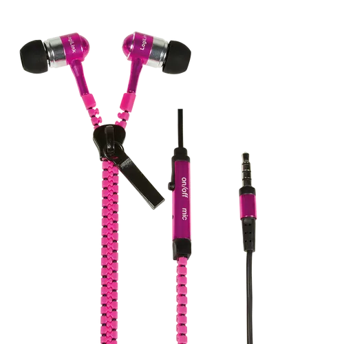 Stereo Headset Kopfhörer In-Ear Ohrhörer Mikrofon neon pink 3,5mm Smartphone