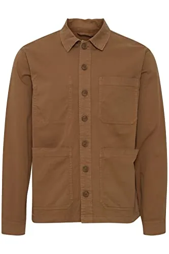 Blend 20715171 Outerwear Herren Übergangsjacke Herrenjacke Jacke Überhemd Shacket Overshirt Hemdkragen Knopfleiste Twill-Qualität Regular Fit, Größe:XL, Farbe:Otter (181018)