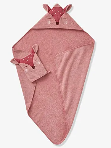 vertbaudet Kapuzenhandtuch Baby-Set REH - Kapuzenhandtücher für Babys: Niedliches Frottee-Set mit Badetuch und Waschhandschuh, ideal als Geschenk zur Geburt, in dekorativer Box und in zwei Größen erhältlich.