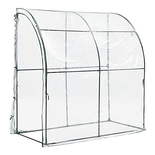 [en.casa] Gewächshaus Juta – 100 x 200 x 215 cm, Foliengewächshaus mit abgerundetem Dach - Garten-Zubehör mit stabilem Stahlrahmen und aufrollbarer Tür für optimale Belüftung – schützt Ihre Pflanzen vor Wind, Kälte und Regen.