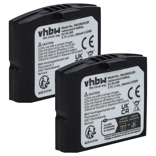 vhbw 2X Akku kompatibel mit Sennheiser RI 830, RI 900, RI 840, RR 4200, RI 830S Wireless Headset Kopfhörer (140 mAh, 3,7 V, Li-Polymer)