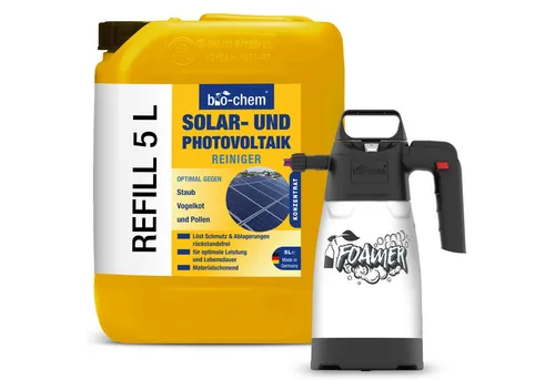 bio-chem Solar & Photovoltaik Reiniger Parent Reinigungskonzentrat - Reinigungsmittel für Solaranlagen – entfernt effektiv Schmutz, erhöht den Ertrag, ist kennzeichnungsfrei und biologisch leicht abbaubar – Made in Germany.