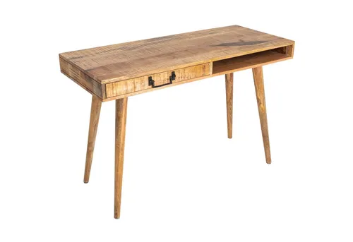 riess-ambiente Schreibtisch RETRO 120cm natur - Kinderschreibtische aus massivem Mango-Holz, mit praktischer Schublade für Ordnung und einem stilvollen Retro-Design, ideal für kreative Arbeitszimmer.