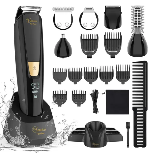 Hatteker 5-in-1 Männer Pflegeset, 21-tlg. Körper- & Haarschneider, Edelstahl