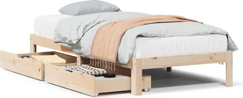 vidaXL Massivholzbett mit Schubladen 90x200 cm Kiefer - Robustes Kiefernholz-Bett mit zwei praktischen Schubladen für zusätzlichen Stauraum, ideal für jedes Schlafzimmer und für erholsamen Schlaf.