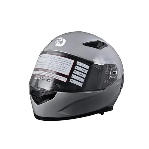 BSWAY Motorradhelm ECE 22.06 – Hochwertiger Integralhelm für Erwachsene, Vollvisier Mopedhelm Full-Face Helme mit Belüftung & Sonnenblende, Sicher & Retro-Design, Grau (XXL)