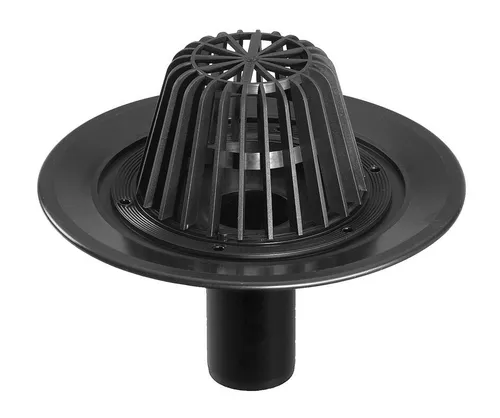 Upmann Flachdachablauf DN 50/70/100 mit Laubfang - Dichtmaterialien, effizienter Laubfang für zuverlässigen Wasserablauf auf Flachdächern.