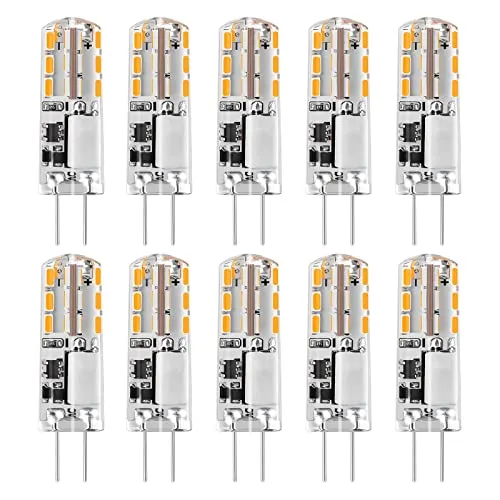 I-SHUNFA G4 LED Lampen Warmweiss 3000K 1.24W Birnen Ersetzt 15W Halogenlampen, 12V AC/DC LED Leuchtmittel, 120LM Kein Flackern Nicht Dimmbar Stiftsockellampe G4 Glühbirnen (10er Pack )