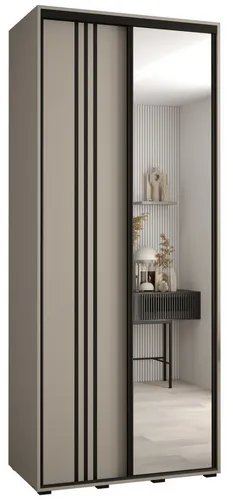 ABIKS MÖBEL Schwebetürenschrank Dakota 7 mit Spiegel - Eleganter Schwebetürenschrank mit modernem Design und individuell wählbaren Farben. Robuste Konstruktion aus 16 mm Laminatplatte, inklusive Staubschutzbürsten und flexibler Innenausstattung für optimale Nutzung.