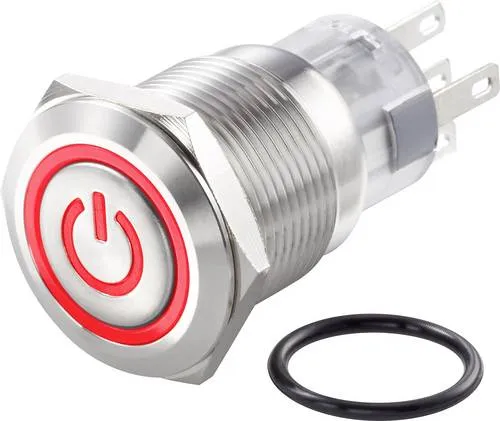 TRU COMPONENTS TC-7494524 TC-LAS1-AGQ-11ZET/R/12V/S Vandalismusgeschützter Druckschalter 250 V/AC 3A 1 x Aus/Ein rastend Rot IP65