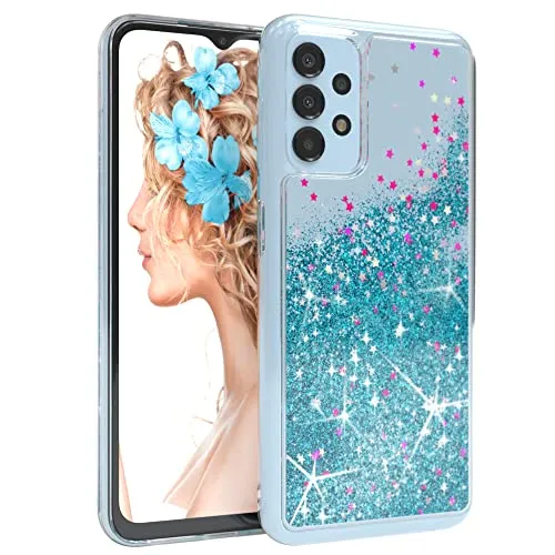 EAZY CASE Hülle kompatibel mit Samsung Galaxy A13 (4G / 5G) Schutzhülle mit Flüssig-Glitzer Handyhülle Schutzhülle Back Cover mit Glitter Flüssigkeit TPU/Silikon Transparent/Durchsichtig Blau