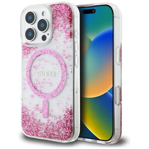 CG MOBILE Guess HC Resin Bottom Glitter Hülle für iPhone 16 Pro Max mit MagSafe