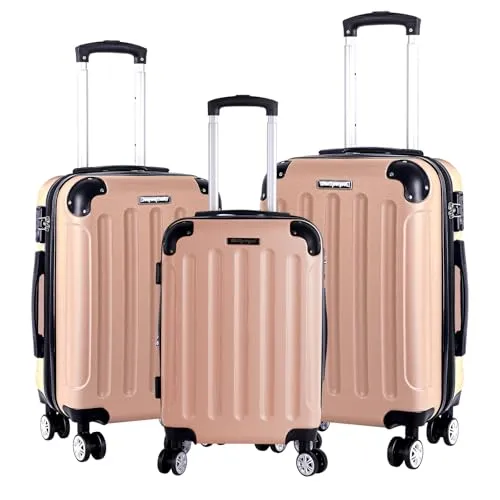 3er Kofferset - Robuste ABS-Hartschalenkoffer mit TSA-Zahlenschloss - Gepäck-Sets: Hochwertige ABS-Koffer in M, L, XL mit erweiterbarer Kapazität, 360° drehbaren Doppelrädern und TSA-Schloss für sichere Reisen.