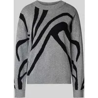 Vila Strickpullover aus Viskose-Mix mit Rundhalsausschnitt in Mittelgrau, Größe S