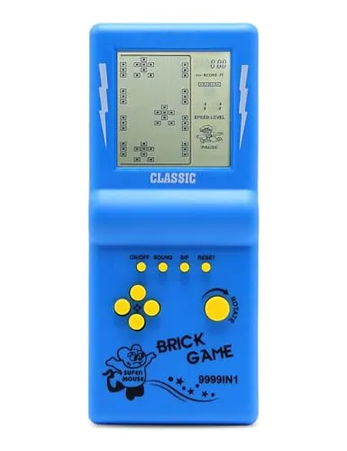 3,5-Zoll-Großbild-Ziegel Spielkonsole Baustein Spiel Renn- / Panzerspiel eingebaute 23 Klassische Spiele nostalgisches Puzzle (Blau)