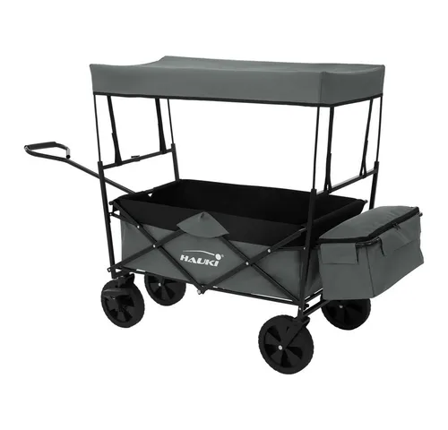 Hauki Bollerwagen L faltbar mit Dach, Grau