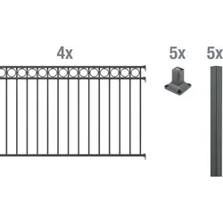 Alberts Zaunkomplettset Circle, anthrazit 100 cm hoch, 8 m lang - Gartenzäune mit zeitlosem Design aus langlebigem Aluminium. Der Dekozaun Circle bietet korrosionsbeständige Qualität und stilvolle kreisförmige Ornamente für eine elegante Einfriedung.