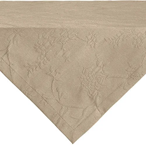 Erwin Müller Tischwäsche, Mitteldecke, Tischdecke mit Jaquardmuster, Serie Arnsberg Sand Größe 80x80 cm - Robustes Gewebe ist bügelleicht und Lange haltbar, mit hochwertigem Kuvertsaum